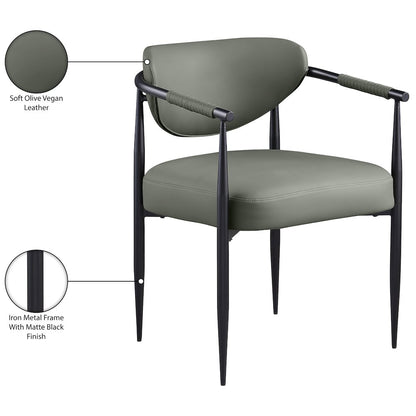 Virella Olive Vegan Leather Upholstered Dining Chair, Set of 2