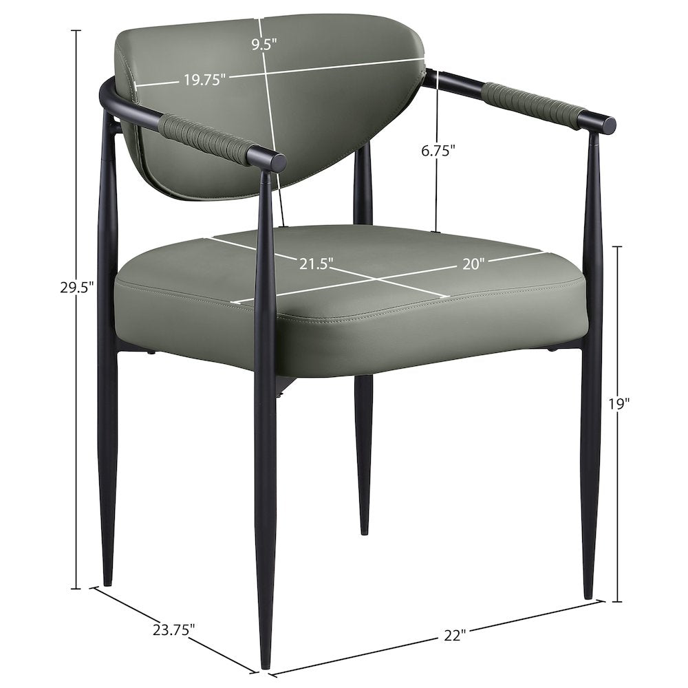 Virella Olive Vegan Leather Upholstered Dining Chair, Set of 2