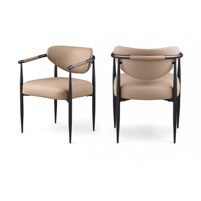 Virella Tan Vegan Leather Upholstered Dining Chair, Set of 2