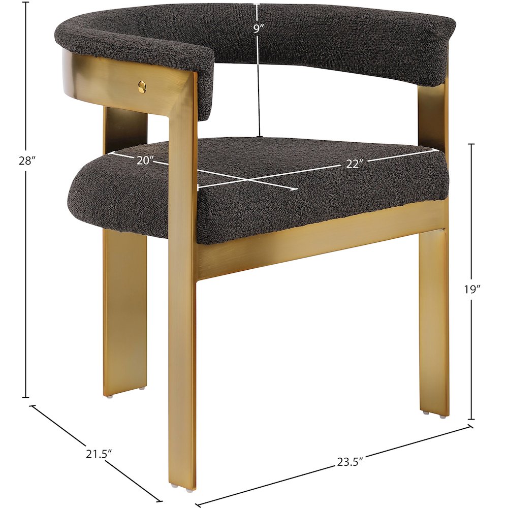 Romeo Brown Boucle Fabric Dining Chair, Set of 2