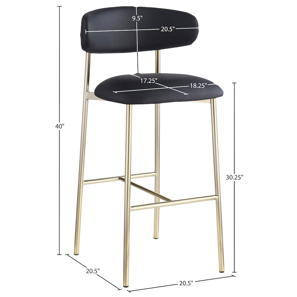 Lupita Black Vegan Leather Upholstered Bar Stool, Set of 2