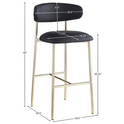 Lupita Black Vegan Leather Upholstered Bar Stool, Set of 2