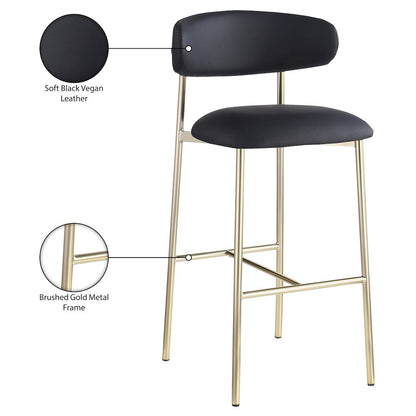 Lupita Black Vegan Leather Upholstered Bar Stool, Set of 2