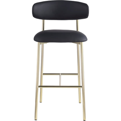 Lupita Black Vegan Leather Upholstered Bar Stool, Set of 2