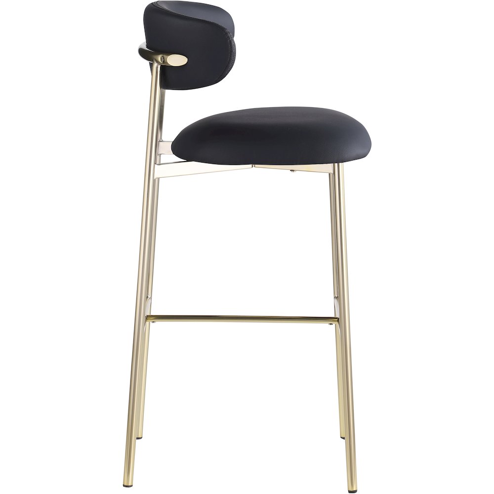 Lupita Black Vegan Leather Upholstered Bar Stool, Set of 2