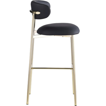 Lupita Black Vegan Leather Upholstered Bar Stool, Set of 2