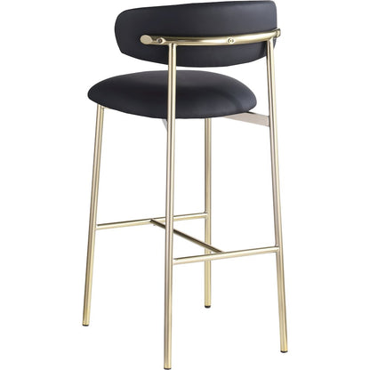 Lupita Black Vegan Leather Upholstered Bar Stool, Set of 2