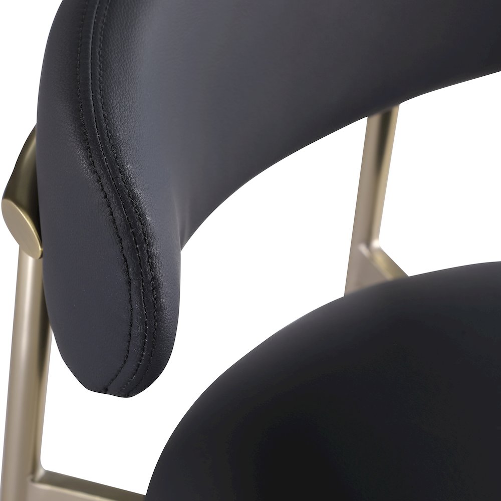 Lupita Black Vegan Leather Upholstered Bar Stool, Set of 2
