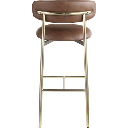 Lupita Brown Vegan Leather Upholstered Bar Stool, Set of 2