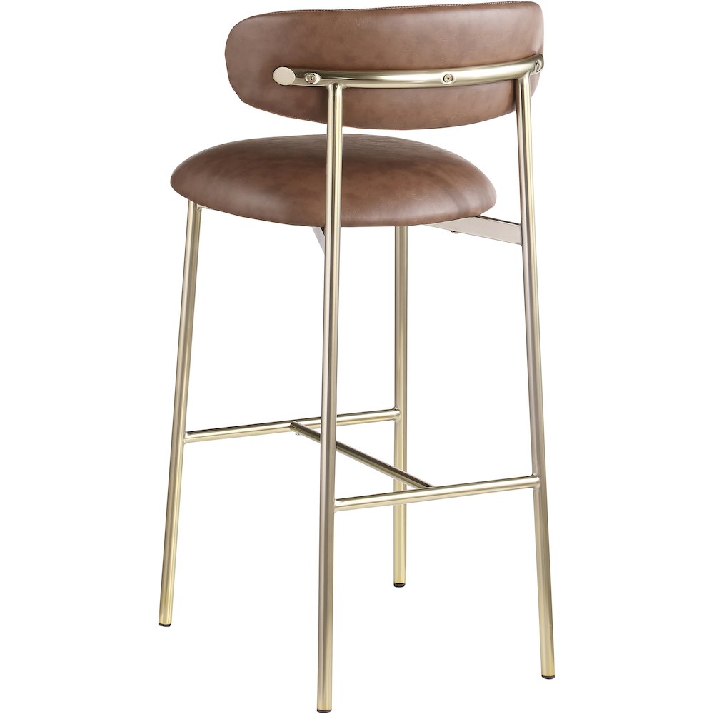 Lupita Brown Vegan Leather Upholstered Bar Stool, Set of 2