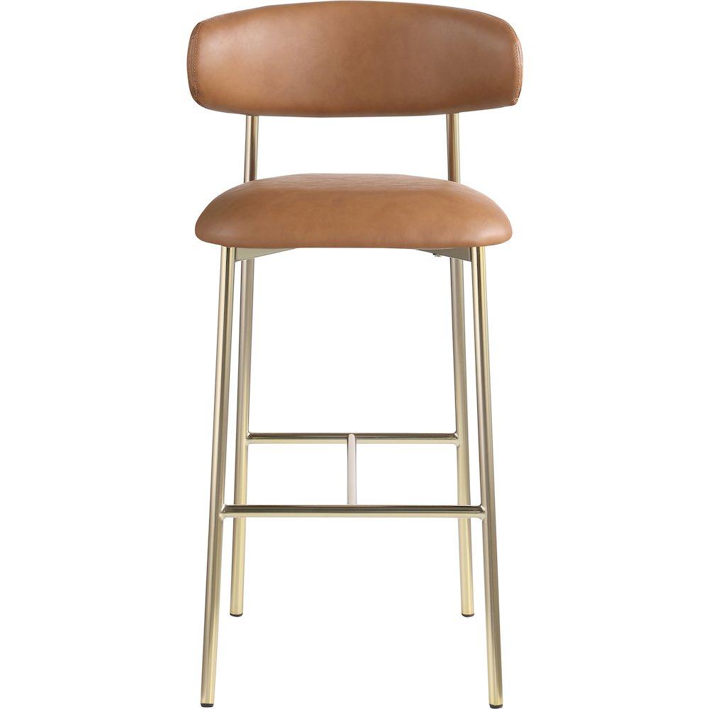 Lupita Cognac Vegan Leather Upholstered Bar Stool, Set of 2