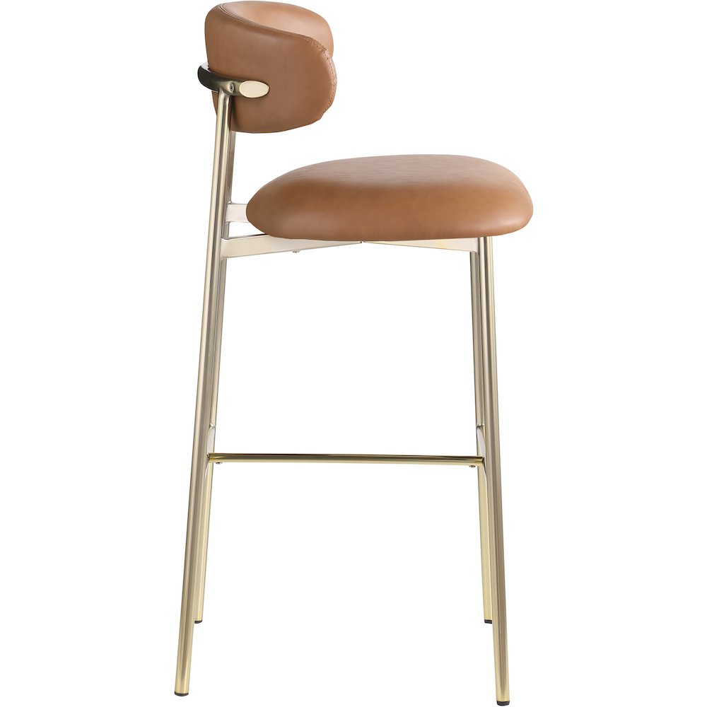 Lupita Cognac Vegan Leather Upholstered Bar Stool, Set of 2