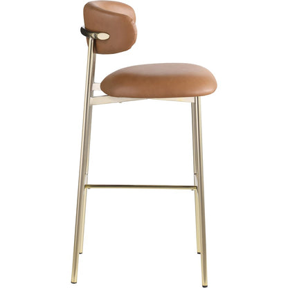 Lupita Cognac Vegan Leather Upholstered Bar Stool, Set of 2