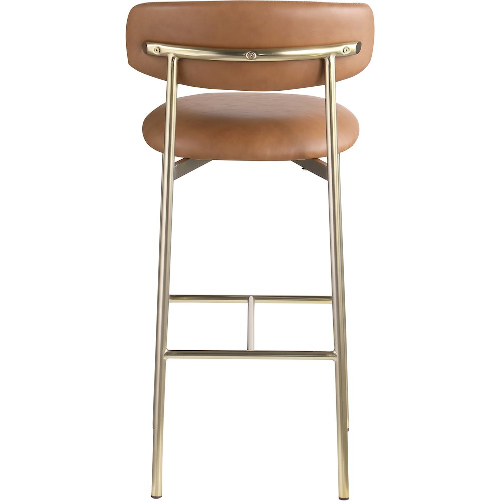 Lupita Cognac Vegan Leather Upholstered Bar Stool, Set of 2