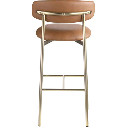 Lupita Cognac Vegan Leather Upholstered Bar Stool, Set of 2