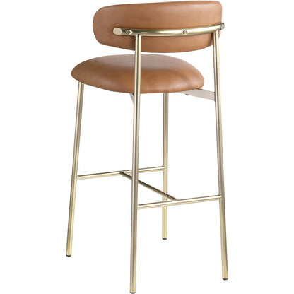 Lupita Cognac Vegan Leather Upholstered Bar Stool, Set of 2
