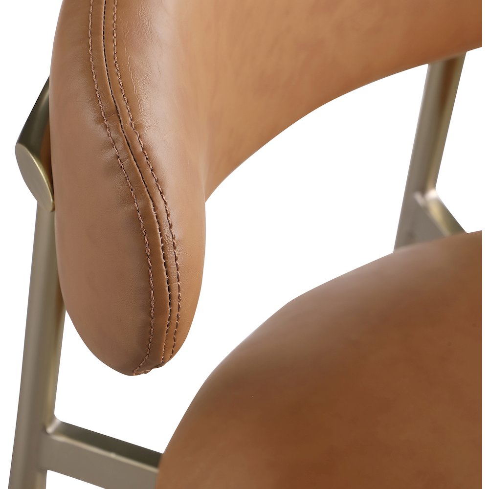 Lupita Cognac Vegan Leather Upholstered Bar Stool, Set of 2