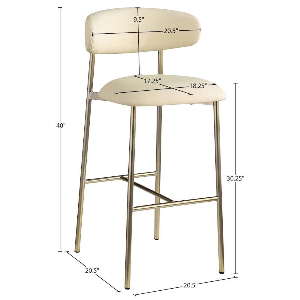 Lupita Cream Vegan Leather Upholstered Bar Stool, Set of 2