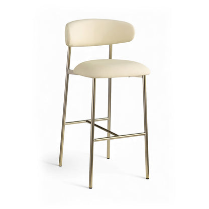 Lupita Cream Vegan Leather Upholstered Bar Stool, Set of 2
