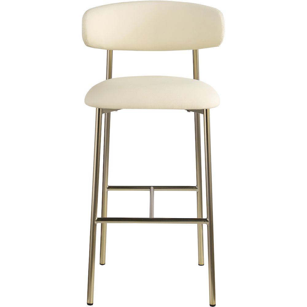 Lupita Cream Vegan Leather Upholstered Bar Stool, Set of 2