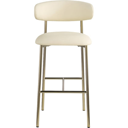 Lupita Cream Vegan Leather Upholstered Bar Stool, Set of 2