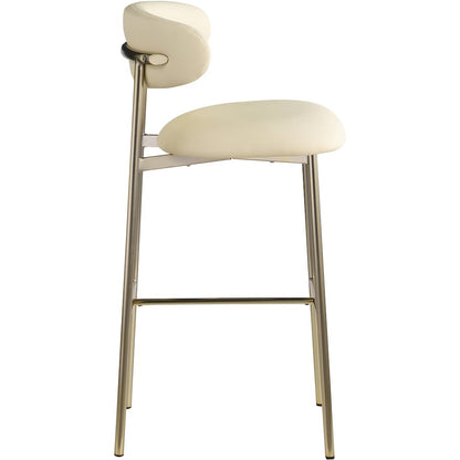 Lupita Cream Vegan Leather Upholstered Bar Stool, Set of 2