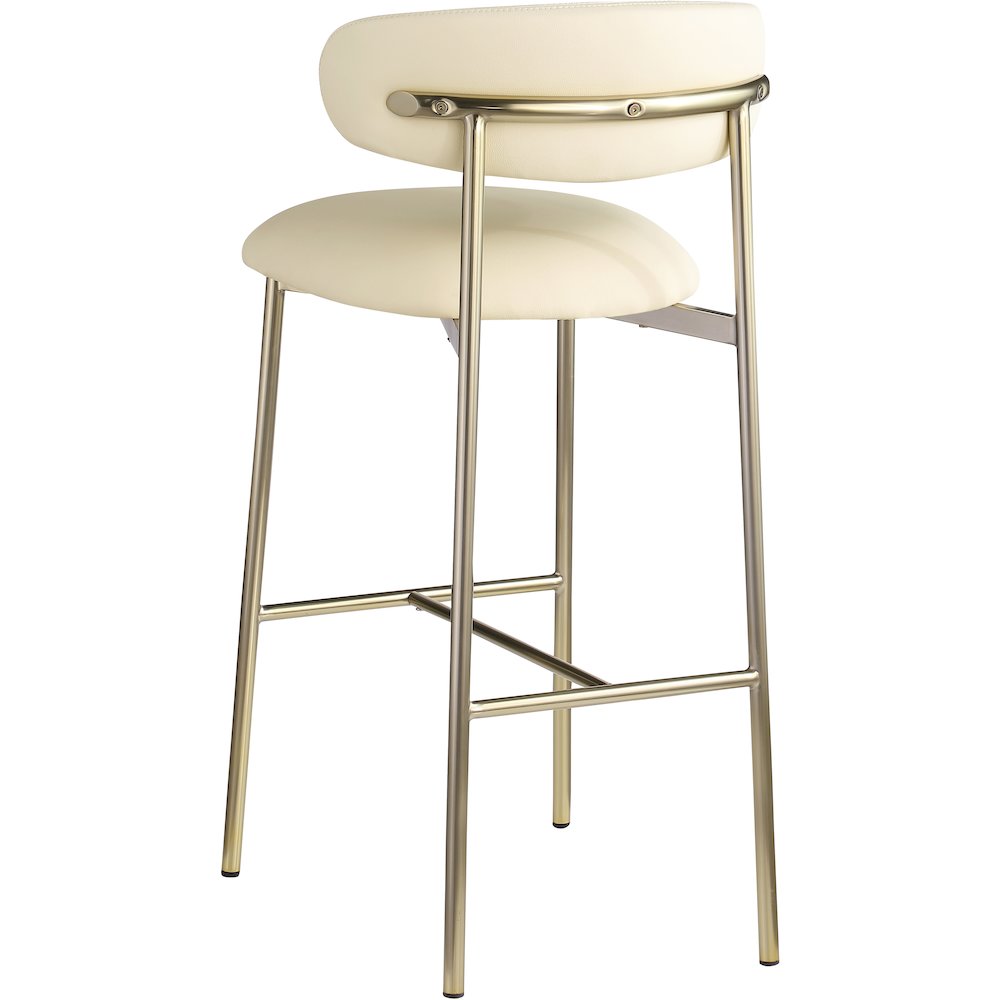 Lupita Cream Vegan Leather Upholstered Bar Stool, Set of 2