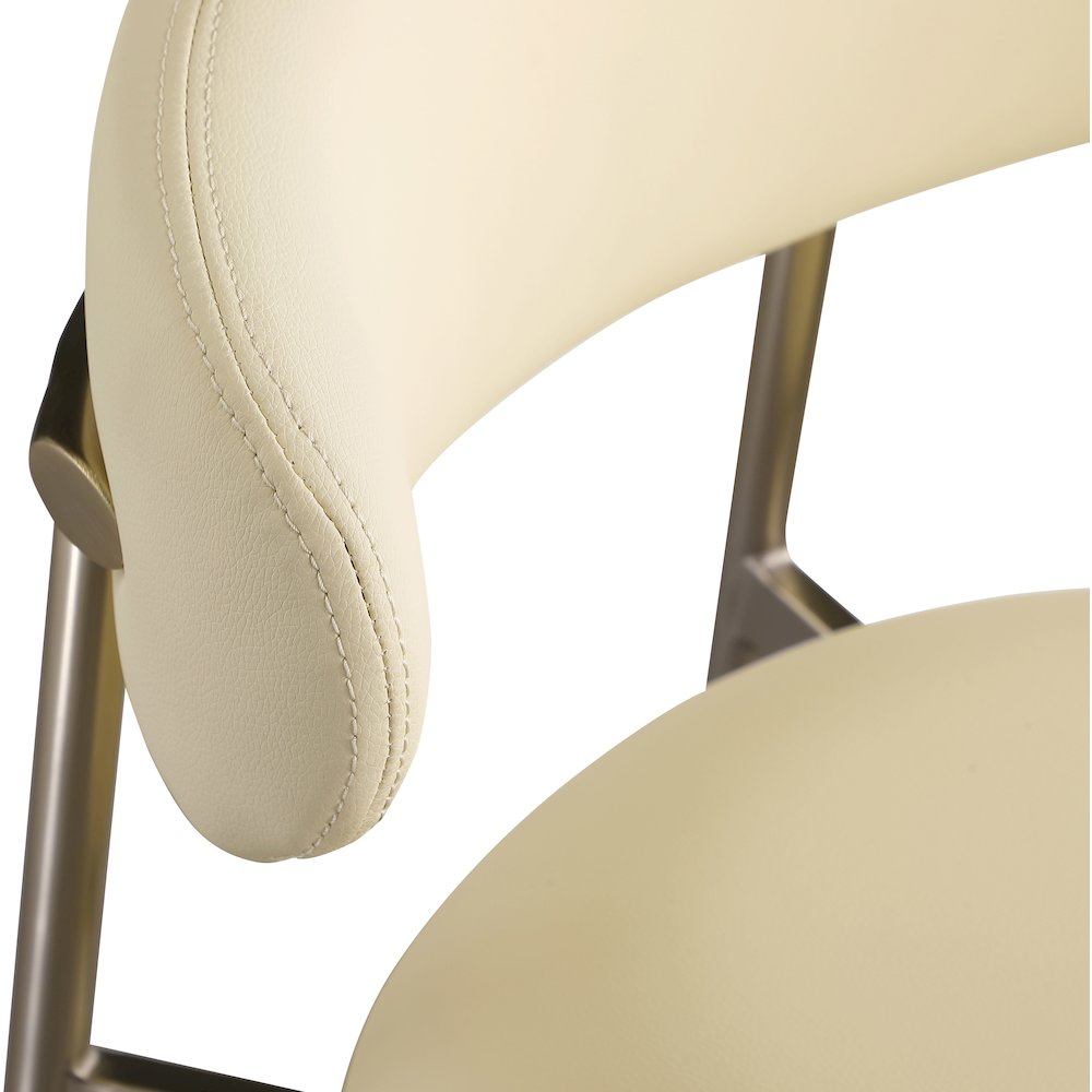 Lupita Cream Vegan Leather Upholstered Bar Stool, Set of 2