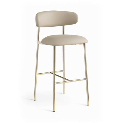 Lupita Taupe Vegan Leather Upholstered Bar Stool, Set of 2