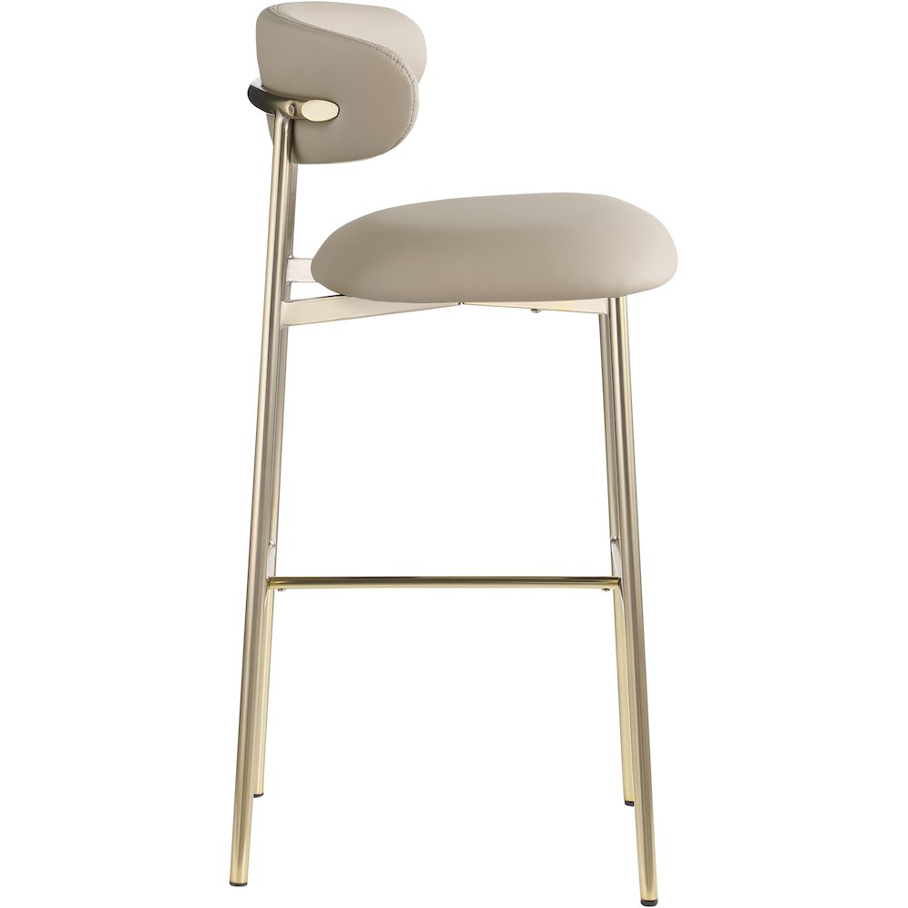 Lupita Taupe Vegan Leather Upholstered Bar Stool, Set of 2