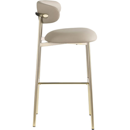 Lupita Taupe Vegan Leather Upholstered Bar Stool, Set of 2