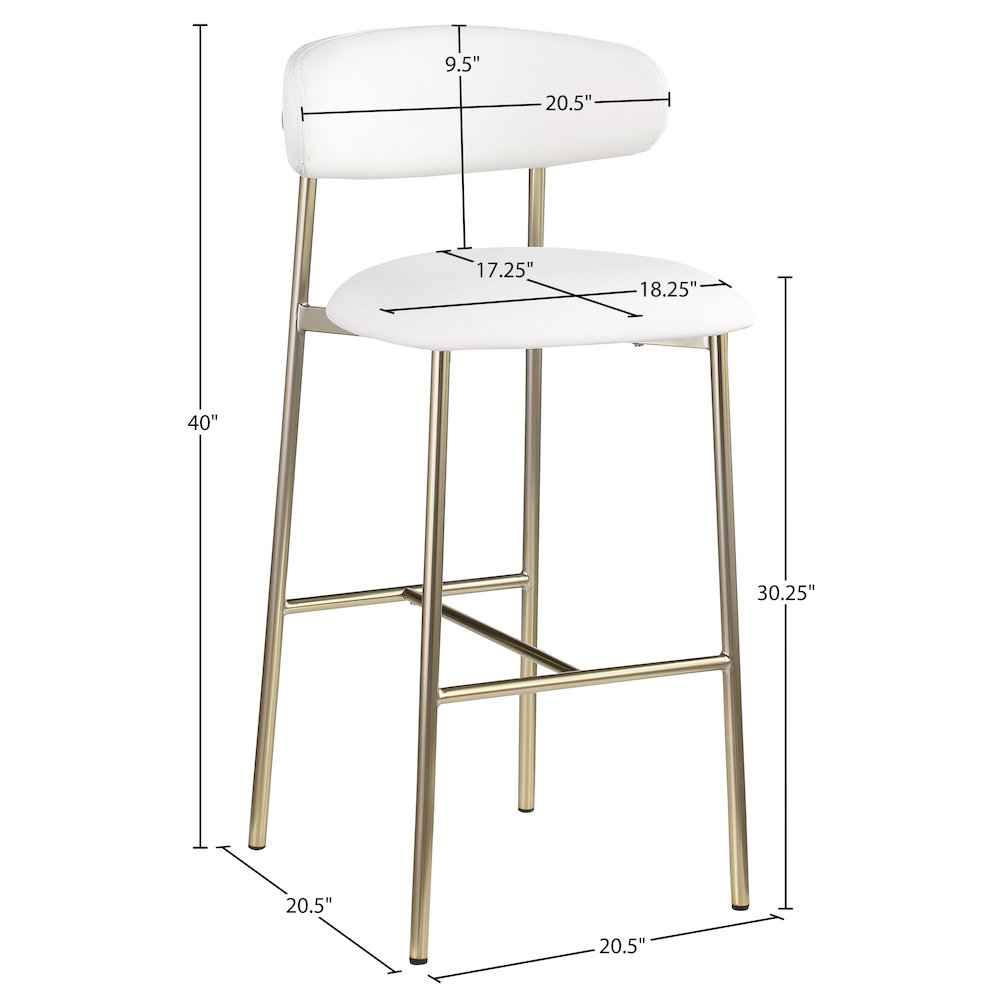 Lupita White Vegan Leather Upholstered Bar Stool, Set of 2