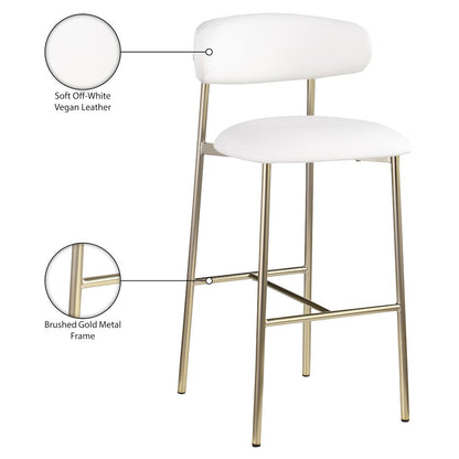 Lupita White Vegan Leather Upholstered Bar Stool, Set of 2
