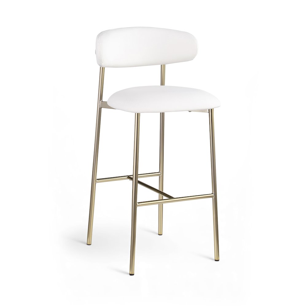 Lupita White Vegan Leather Upholstered Bar Stool, Set of 2