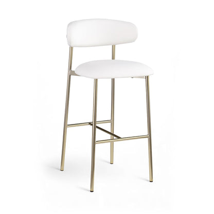 Lupita White Vegan Leather Upholstered Bar Stool, Set of 2