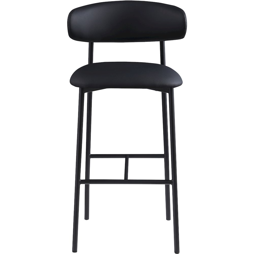 Lupita Black Vegan Leather Upholstered Bar Stool, Set of 2