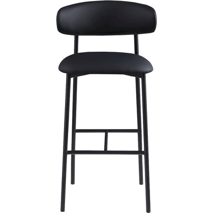 Lupita Black Vegan Leather Upholstered Bar Stool, Set of 2