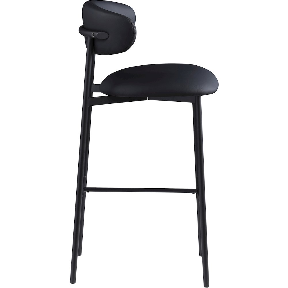 Lupita Black Vegan Leather Upholstered Bar Stool, Set of 2