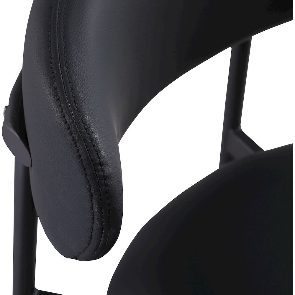 Lupita Black Vegan Leather Upholstered Bar Stool, Set of 2