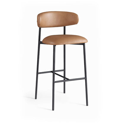 Lupita Cognac Vegan Leather Upholstered Bar Stool, Set of 2