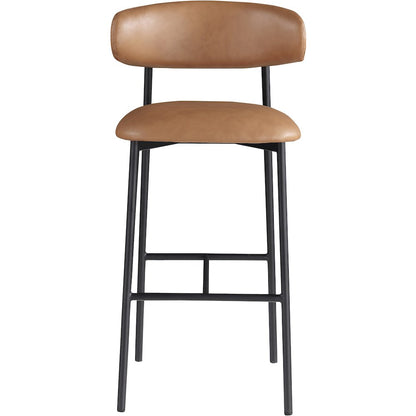 Lupita Cognac Vegan Leather Upholstered Bar Stool, Set of 2