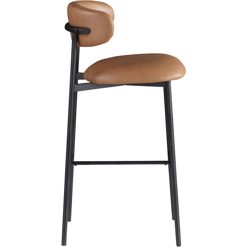 Lupita Cognac Vegan Leather Upholstered Bar Stool, Set of 2