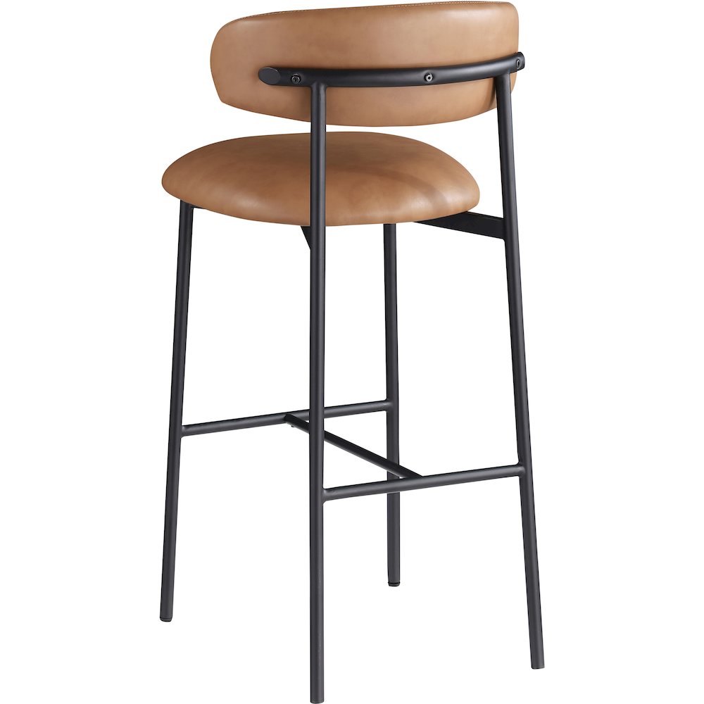 Lupita Cognac Vegan Leather Upholstered Bar Stool, Set of 2