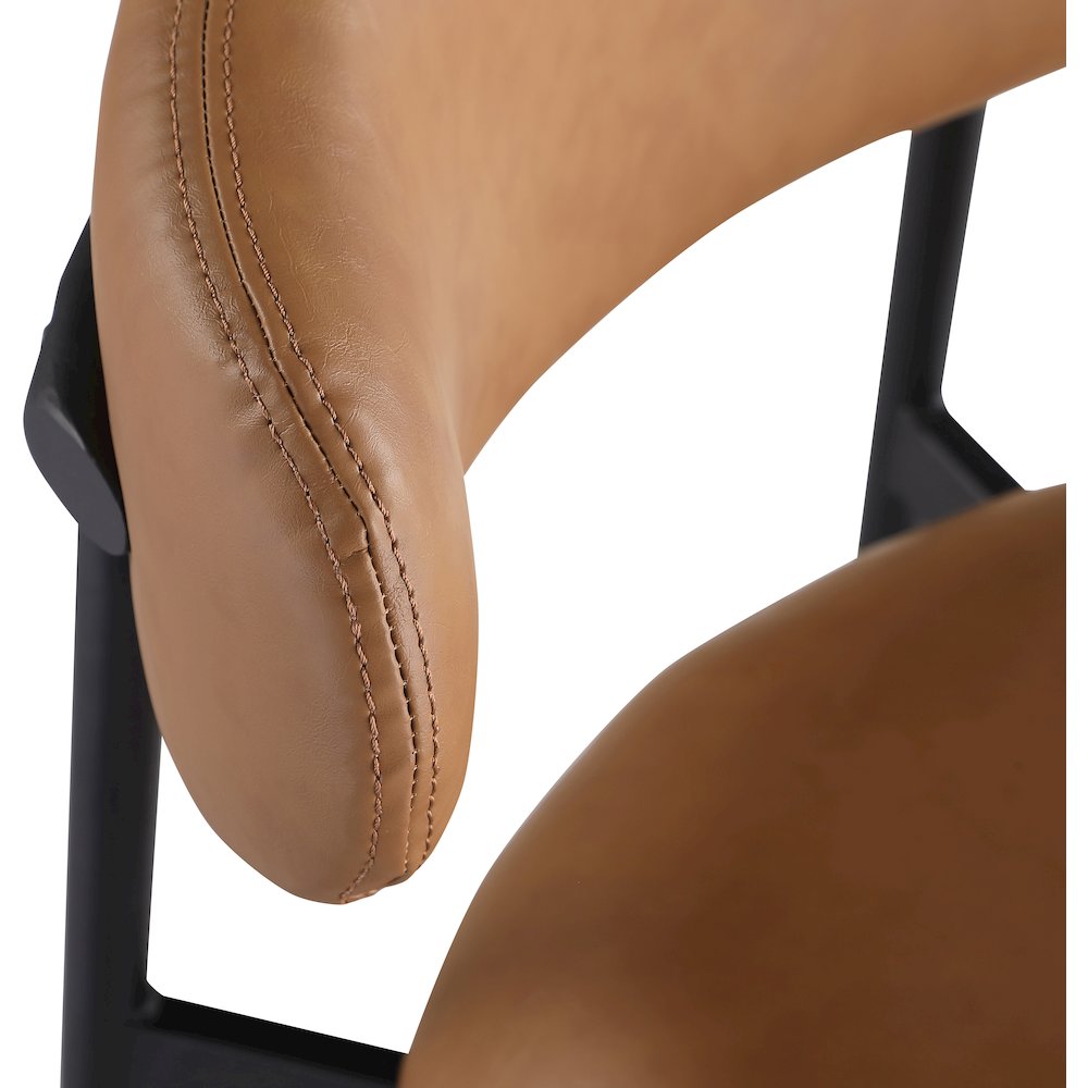 Lupita Cognac Vegan Leather Upholstered Bar Stool, Set of 2