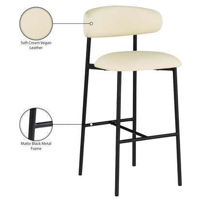 Lupita Cream Vegan Leather Upholstered Bar Stool, Set of 2