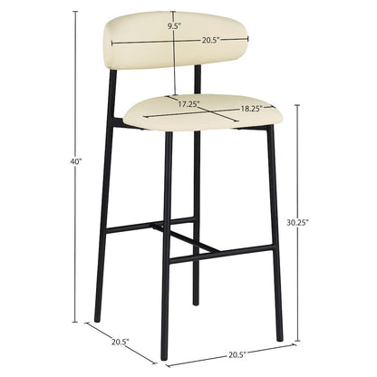Lupita Cream Vegan Leather Upholstered Bar Stool, Set of 2