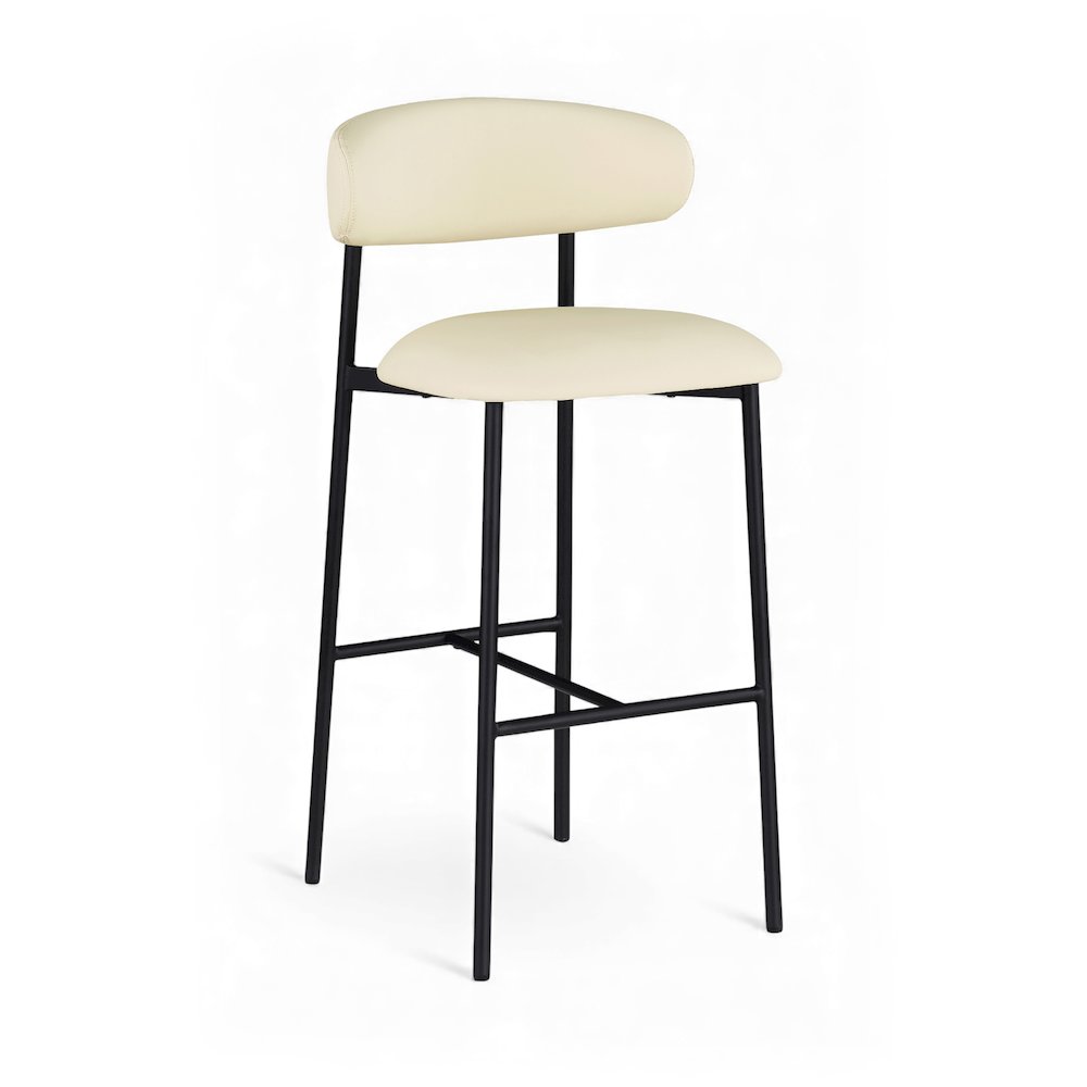 Lupita Cream Vegan Leather Upholstered Bar Stool, Set of 2