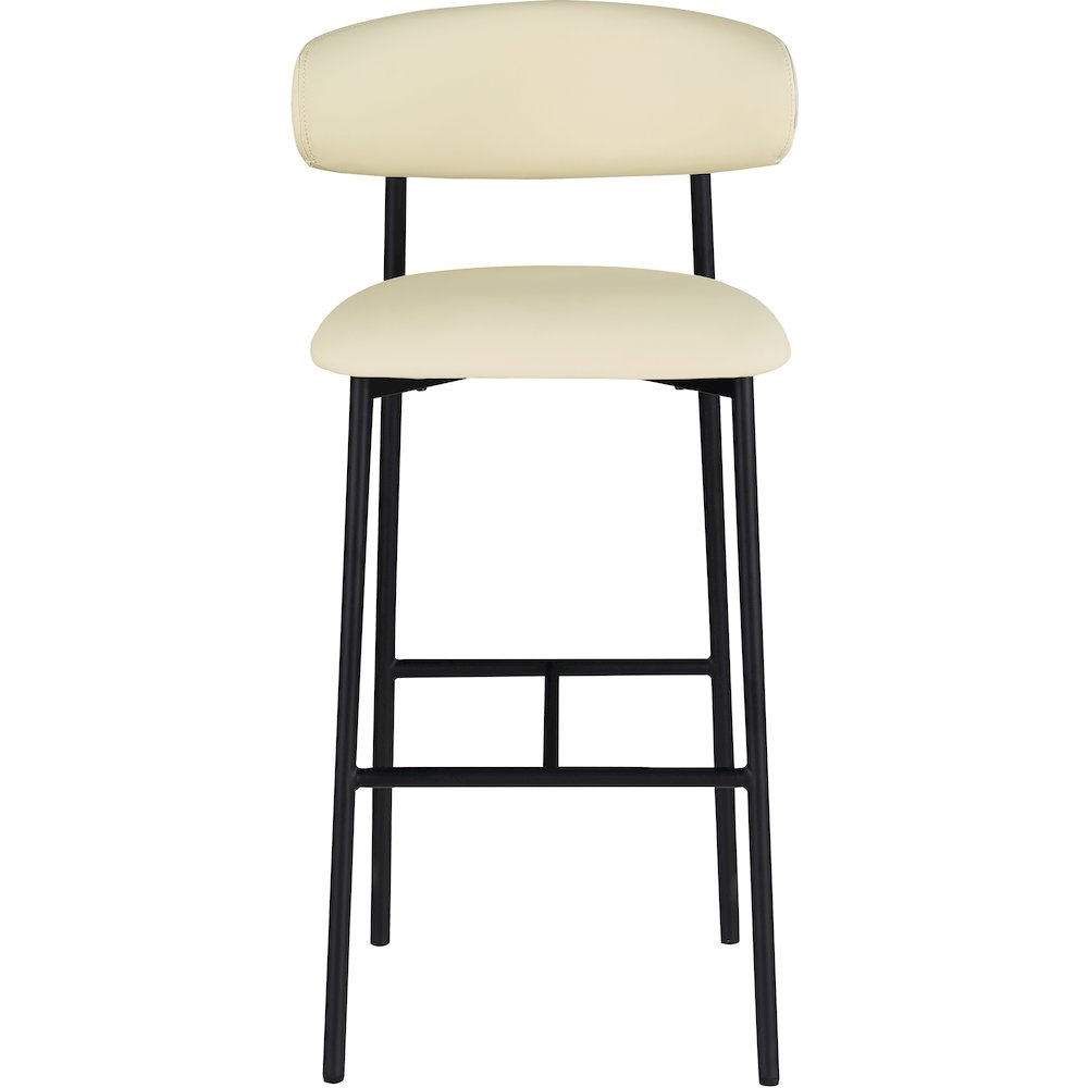 Lupita Cream Vegan Leather Upholstered Bar Stool, Set of 2