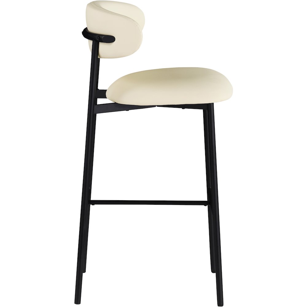 Lupita Cream Vegan Leather Upholstered Bar Stool, Set of 2