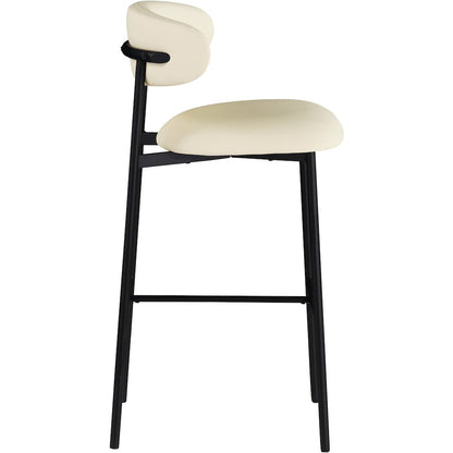 Lupita Cream Vegan Leather Upholstered Bar Stool, Set of 2